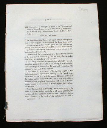 Image for Observations on the heights of places in the Trigonometrical Survey of Great Britain, and Upon the Latitude of Arbury Hill